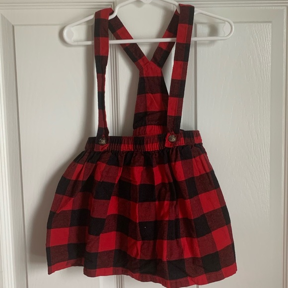 buffalo plaid suspender skirt